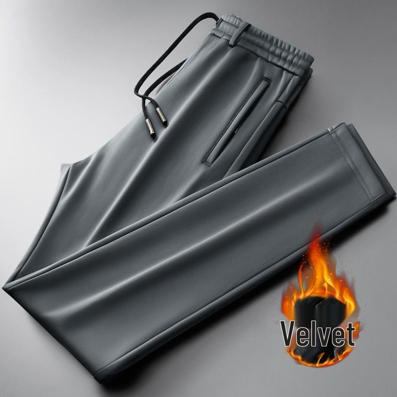 

Men s Autumn Fleece-Lined Straight-Leg Elastic Sweatpants - Plus Size Casual Sports Pants 2XL 80-90 kg