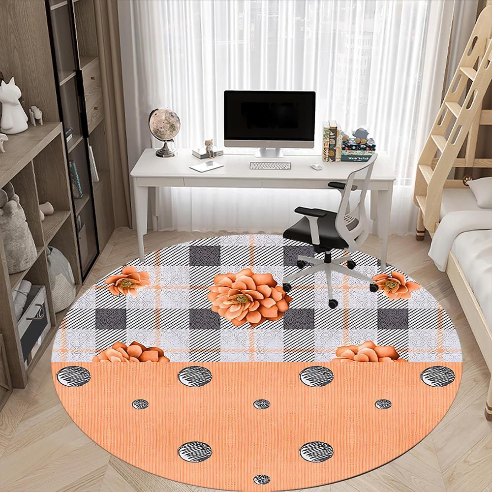 1 Stück Blumen-Karo-Korbstuhl-Teppich für das Büro, rutschfest, weich und langlebig, Büroteppich für die Innendekoration