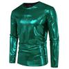 Cozy Up Men's Party Stage Glossy Long-sleeved Round Neck T-shirt