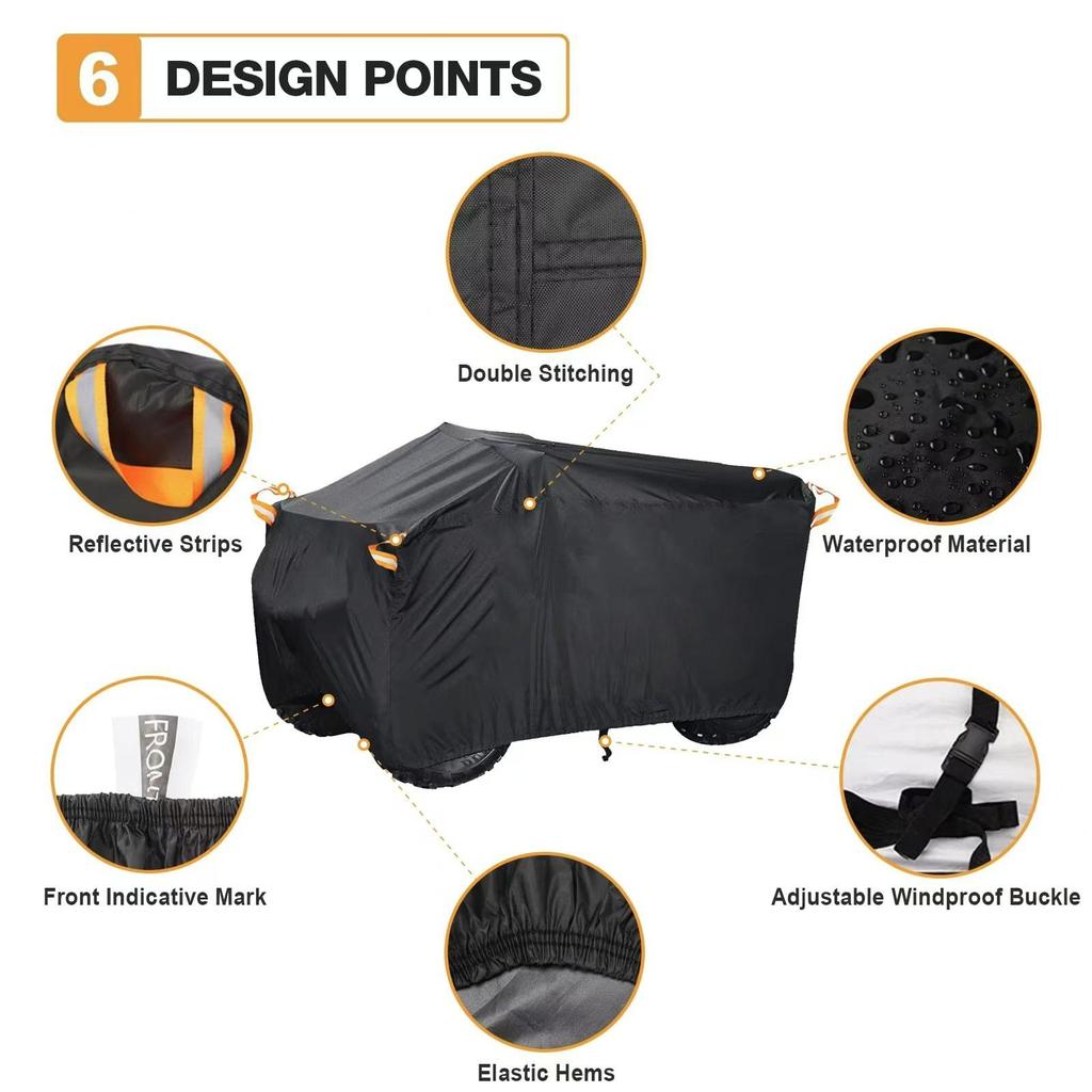 Waterproof UV Protective ATV Cover for Outdoor Use - Black Dustproof Beach Buggy Cover