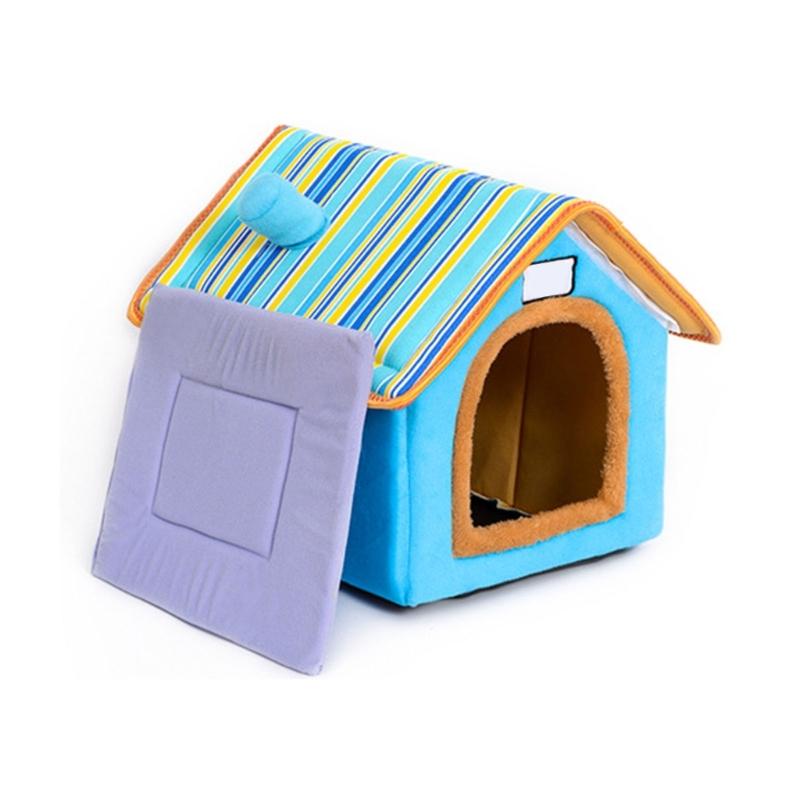 House-Shape Cat Cave Bed Tent for Indoor Small to Large Cats Machine Washable Ultra-Soft Cushion Anti-Slip Bottom