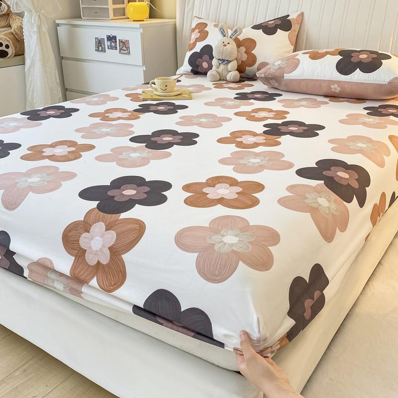 Small Fresh Floral Pattern,100% Cotton,Fitted Sheet With Deep Pocket 160x200,No Pillowcase,Soft Breathable,133x72 Fabric