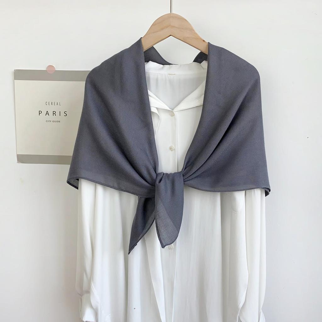 Head Scarf Solid Color Versatile Silk Scarf Women's Summer Air-conditioned Room with Cotton and Linen Shawl Simple Temperament Scarf