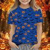 Kids Halloween Printed Short Sleeve T-Shirt - Round Neck Casual Loose Fit Top for Boys Girls