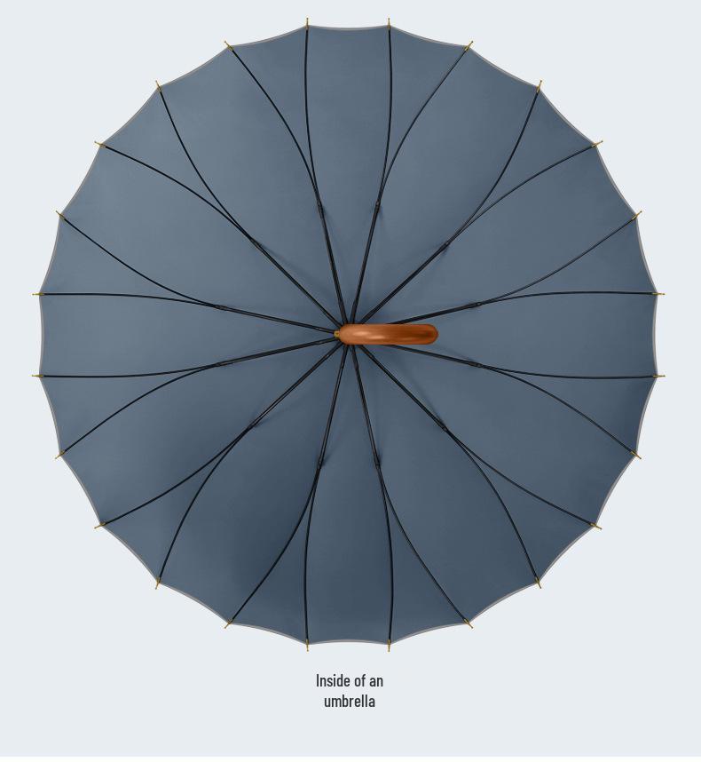 Men's Extra Large 24-Rib Solid Color Business Umbrella with Wooden Handle and Logo Print