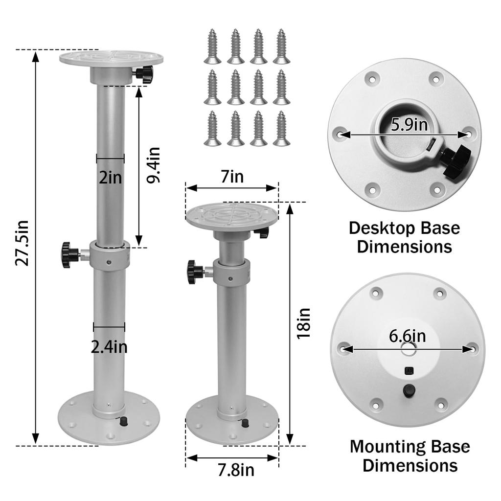 HWHongRV Adjustable Pedestal Marine Caravan Motorhome Table Pedestal Stand Base Height for RV Marine Boat 18-27.5