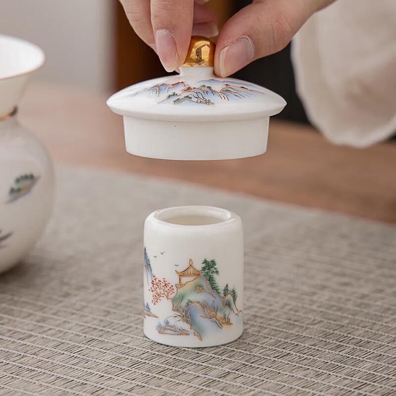 Gold-Inlaid Jade Porcelain Tea Set