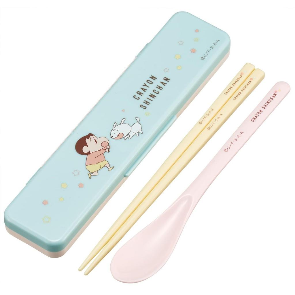 Skater Chopsticks Spoon Set Bento Adult Combination 18cm Non-noisy Made Japan Crayon Shin-chan Pastel Star CCS3SA-A