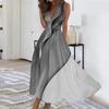 Floral Print Women's Long Maxi Dress Casual Swing A Line Sleeveless V Neck Streetwear Fashion Dress for Outdoor Daily Date Wear