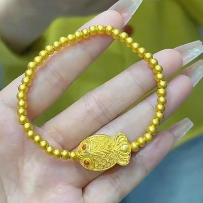 Goldfish Bracelet: Cute Gold Koi Flat Mouth Bead, Chinese Style Lucky Charm, Exquisite Light Luxury.