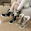 Bottes de neige pour femmes légères à semelle épaisse, fourrure isolante d'hiver, bottines Martin décontractées et sportives en coton, antidérapantes et amortissantes