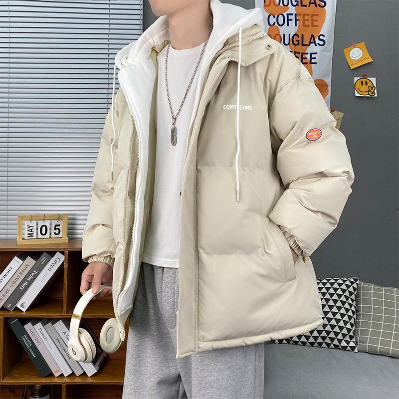 Fake Two-piece Padded Jacket Boys Brand Teen Splicing Flow Winter Thickened Padded Jacket Hooded Padded Jacket