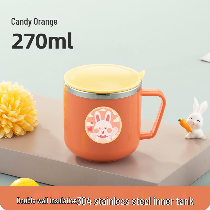 304 Stainless Steel Cartoon Water Cup with Lid for Kids - Children's Milk and Drinking Mug