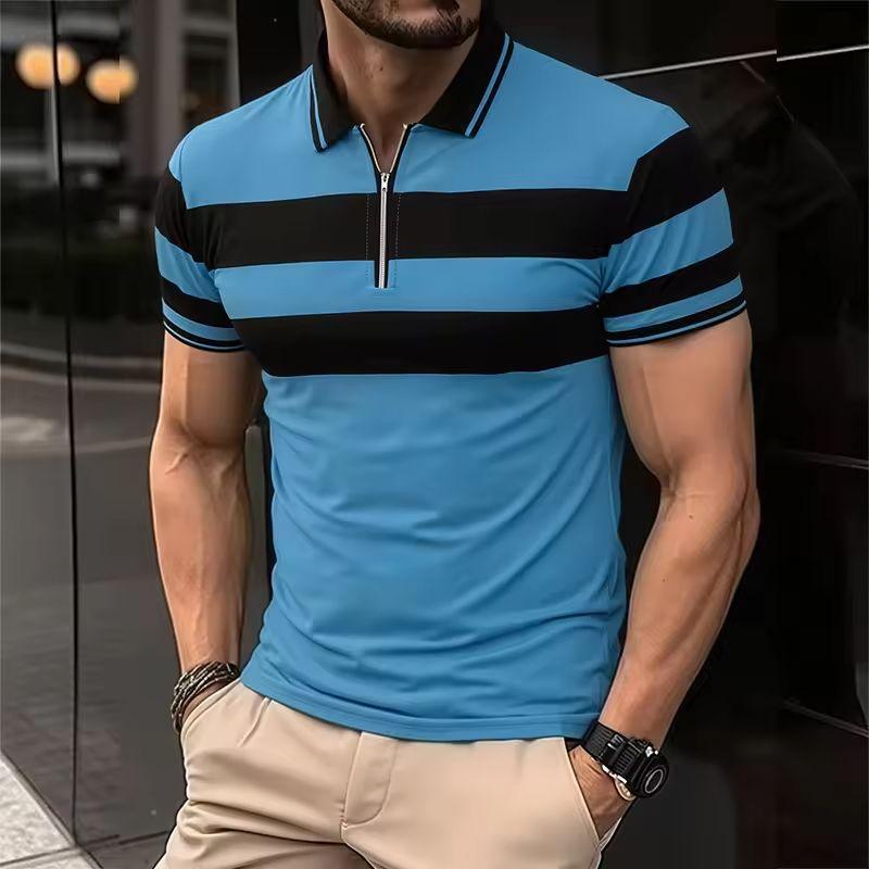 2025 Men's Summer Short Sleeve Polo Casual Breathable Comfortable Spicing Polo Shirt With Zipper T-Shirts Dropshipping