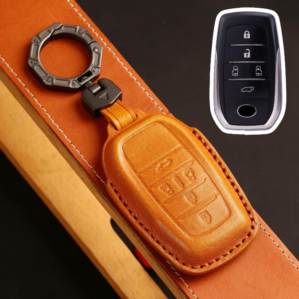 Echtes Leder Autoschlüsselhülle für Toyota Sienna Alphard Granvia Corolla Avalon Highlander Prado