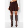 Brown Ruffle Detailed Flounce Mini Knitted Skirt Twoaw24et00214