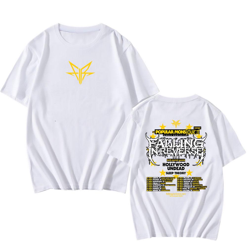 Falling In Reverse The Popular Mons Tour T-shirt Short Sleeve Cotton Summer Tshirts Hip Hop Streetwear Men Clothes Graphic Tees