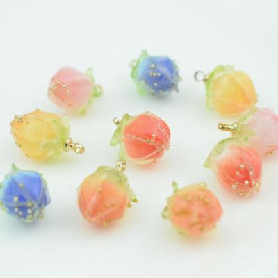 Rosa Kleine Blütenknospe Epoxid Heißschrumpffolie für DIY Schmuck und Haarnadel Zubehör