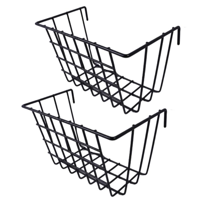 

Vertical Wall Mounted Organizers Shelf Space Saving Iron Basket Kitchen Spice Rack For Ventilated Dry Storage Items S чорний