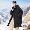 Unisex Winter Down Coat With Hood Long Warm Puffer Jacket 85-90% White Duck 600 Fill Power