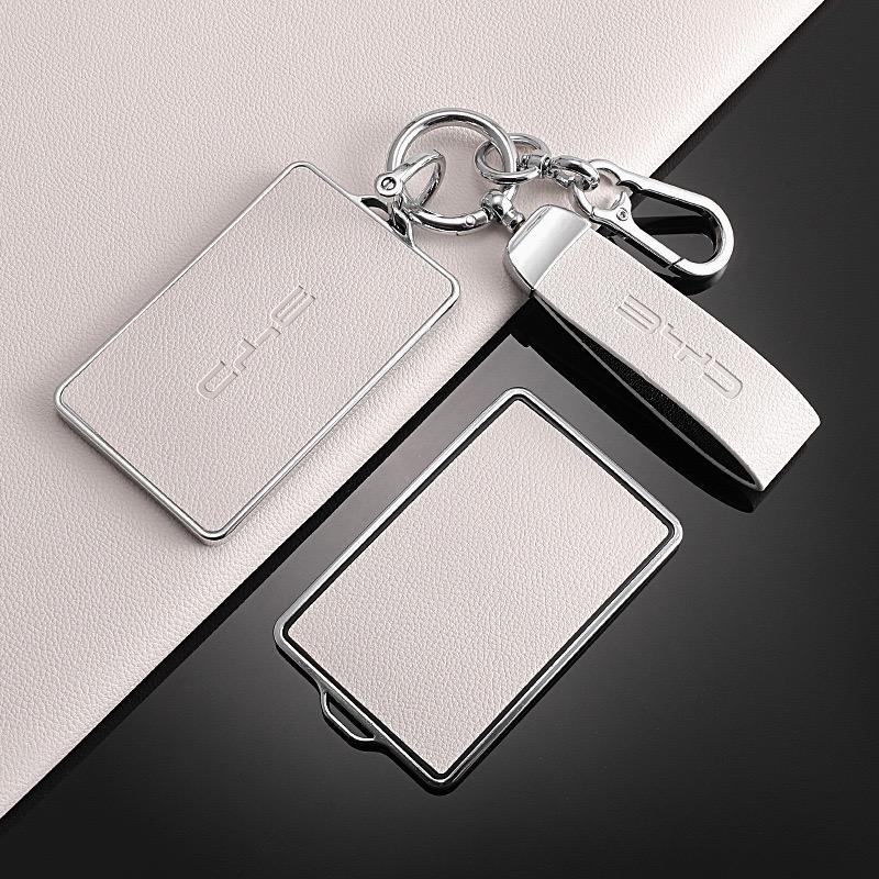 Car NFC Card Key Case Cover Full Shell Leather Keychain Pendant For BYD Tang DM Han EV Song PRO Qin PLUS DMI Key Bag Accessories