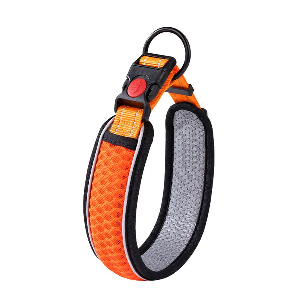 Breathable Honeycomb Mesh Dog Collar Adjustable Reflective Nylon Soft Anti-Strangle Lightweight Pet Collar for Small Medium Large Dogs Outdoor Walking