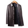 Men's Casual Sheepskin Leather Jacket: Turn-Down Collar, Ideal for Spring/Autumn, Perfect for Middle-Aged and Elderly.