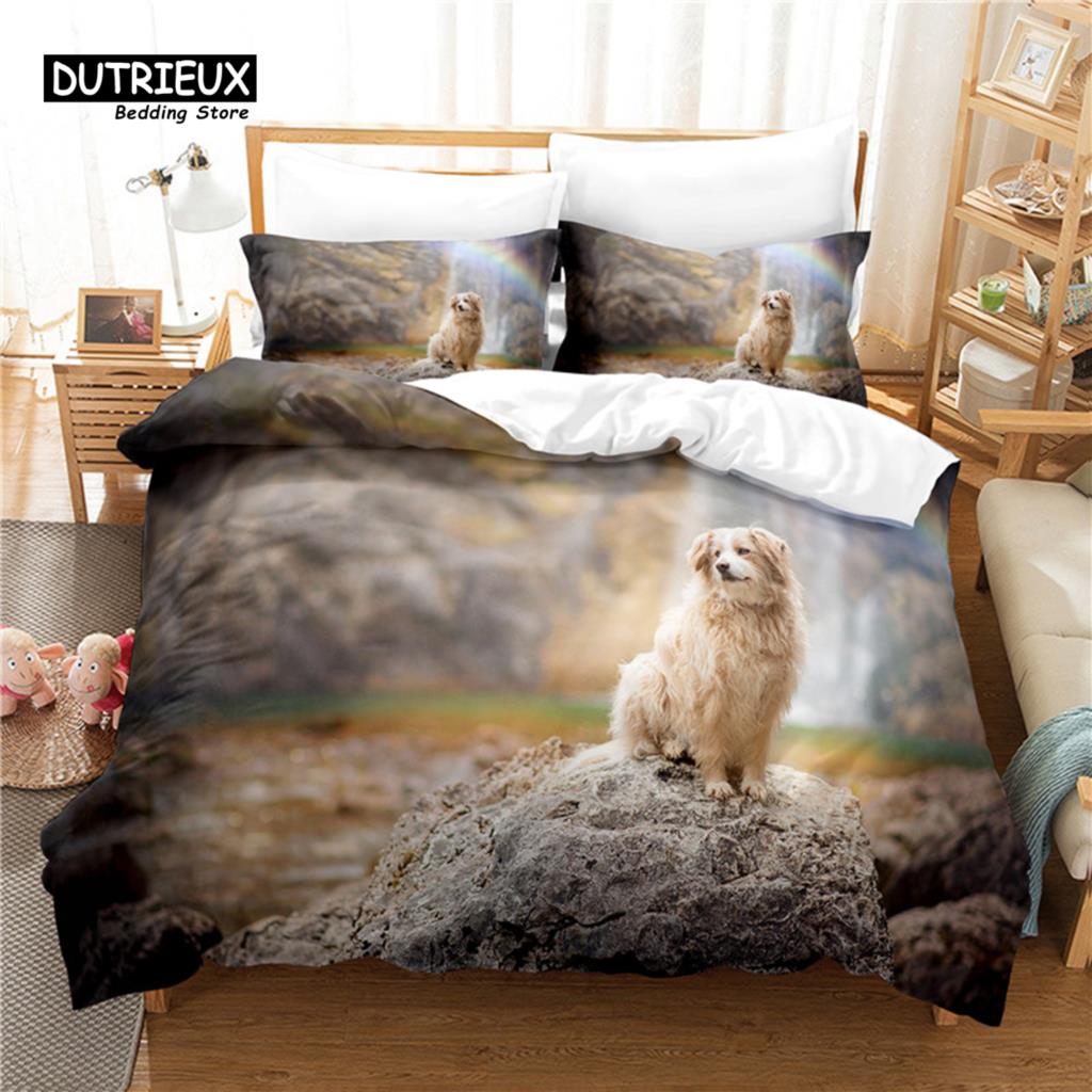 Lovely Dog Bedding Set, 3Pcs Duvet Cover Set, Soft Comfortable Breathable Duvet Cover, For Bedroom Guest Room Decor