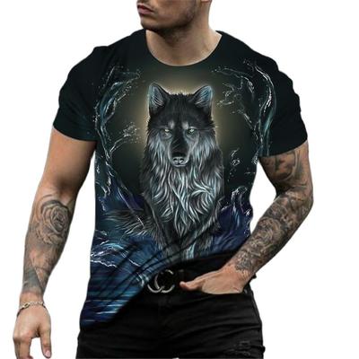 Maglietta alla Moda da Uomo Stampa Animale 3D Manica Corta Casual Street Grafiche di Lupo T-shirt Oversize Abbigliamento Uomo