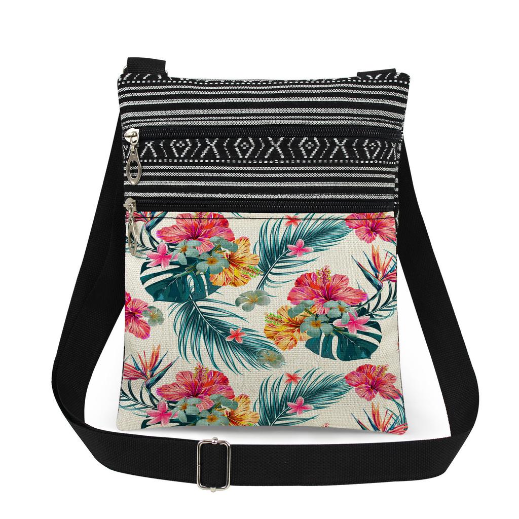 1 Stück Stofftasche mit Pflanzenmuster Damen Umhängetasche Posttasche 6918