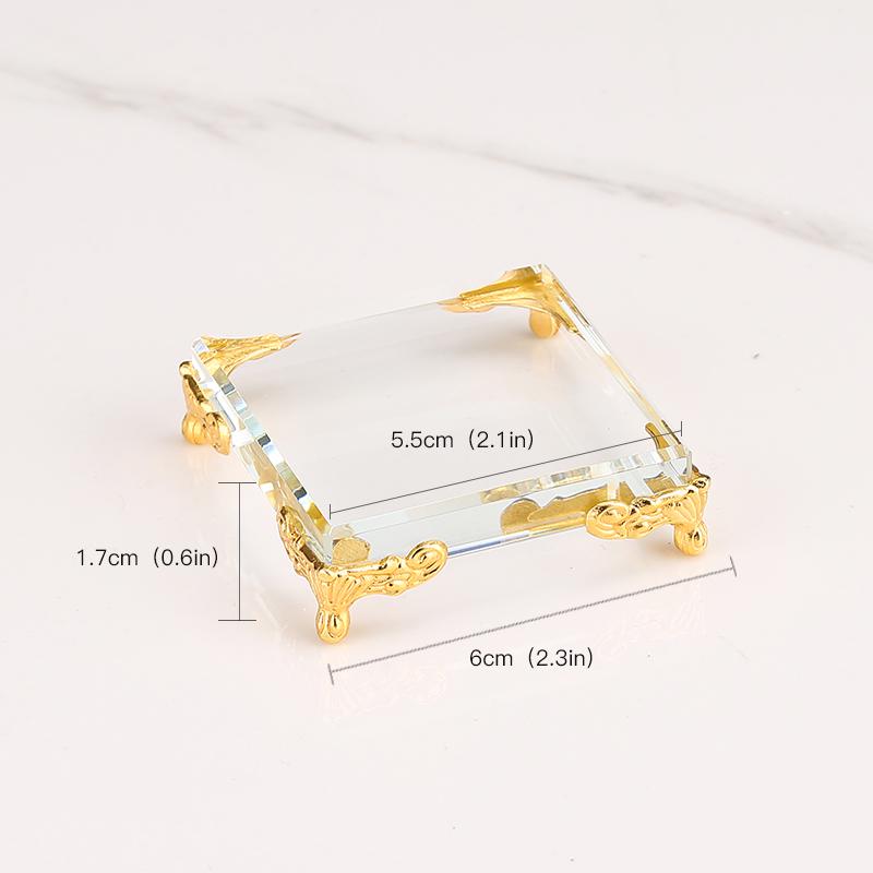 

Pyramid Crystal Metal Ornament: Luxury Display Plate for Jewelry, Minerals, Figurines, & Wine