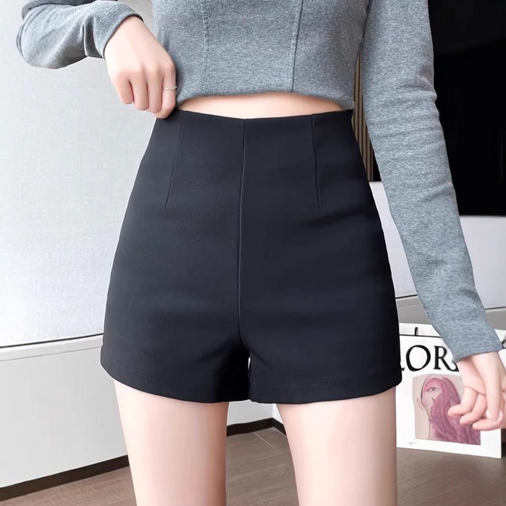 

Women s High-Waist A-Line Black Bootcut Shorts - Spring & Autumn 2024, Slim Fit, Wide Leg, Elastic Casual Pants 5XL [Recommended 171-180 kg]