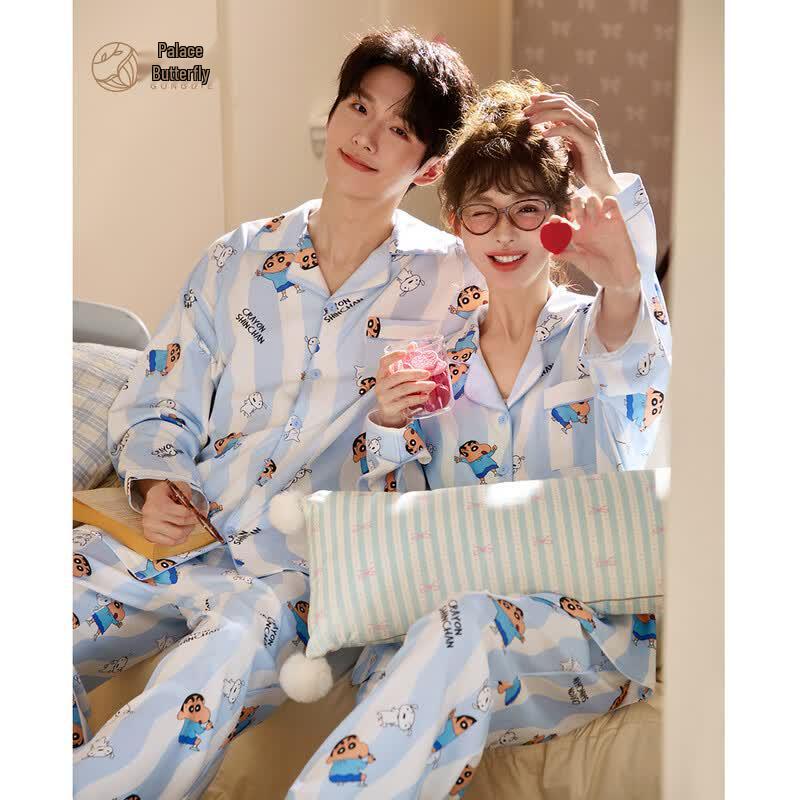Cute Crayon Shin-chan Couple s Long Sleeve Pajama Set 2XL