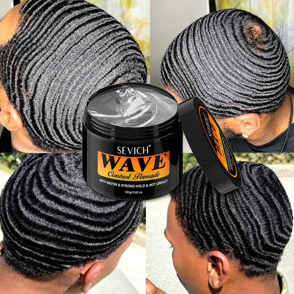 360 Wavy Frizz Gel Control Sevich Strong Hold Nourishing Scalp Wave Cream Φυσική κατά της τριχόπτωσης Πομάδα μαλλιών από πηλό για Αφρικανούς μαύρους άνδρες