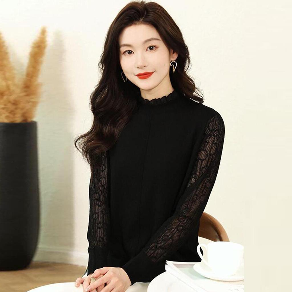 Genuine Brand Women's Autumn/Winter Wool Knit Top - Slim, Skin-Friendly, Versatile, Hollowed Design