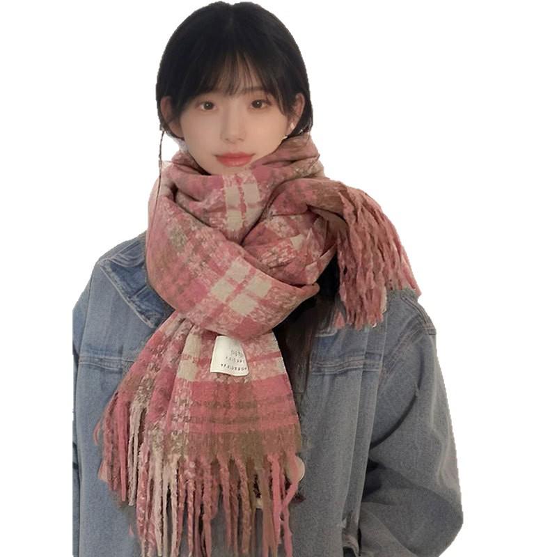 Women's Retro Plaid Imitation Cashmere Scarf - Winter 2023 Warm, Thick, Cold-Proof, Versatile Neck Warmer