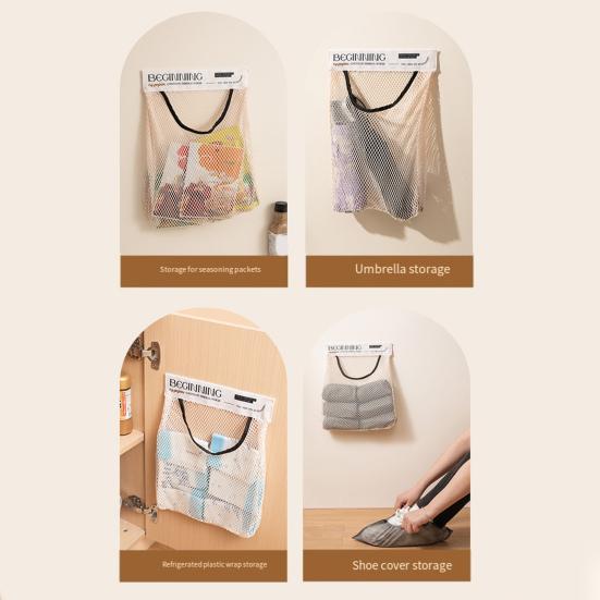 1/2Pcs Wall Garbage Mount Mesh Bag Adhesive Plastic Bag Organizer Holder