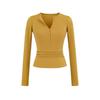 Women's V Neck Button Long Sleeve Slim Fit Top Stretch Solid Color Basic Tee