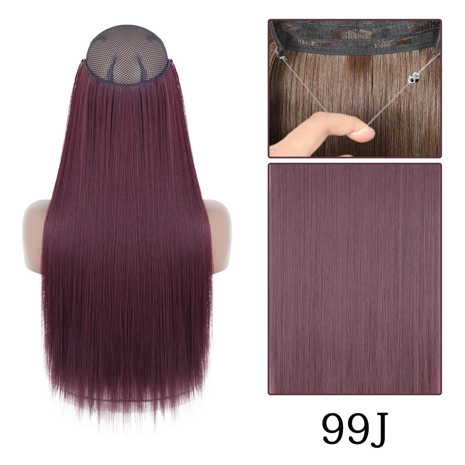 MERISIHAIR длинные прямые синтетические волосы для наращивания без зажимов, коричневые, блонд, натуральные невидимые проволочные волосы для женщин 55CM