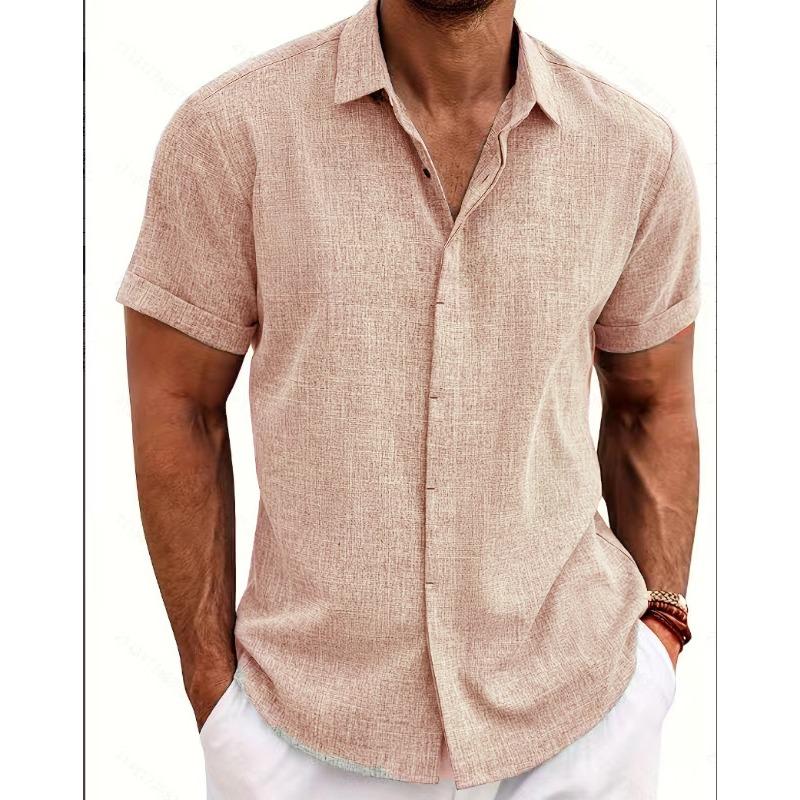Casual Loose Solid Color Top Men's Short Sleeved Shirts