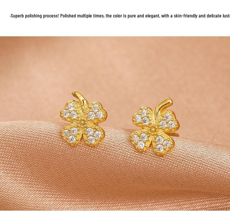 Banyan Tree S925 Silver Four-Leaf Clover Earrings - Summer Fresh, Trendy All-Match Jewelry for Women