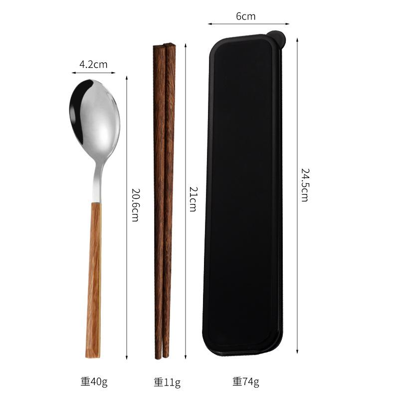 

3Pcs Stainless Steel Portable Cutlery Set Spoon Fork Chopsticks Student Travel Korean Style Portable Cutlery Set Kitchen Supplie