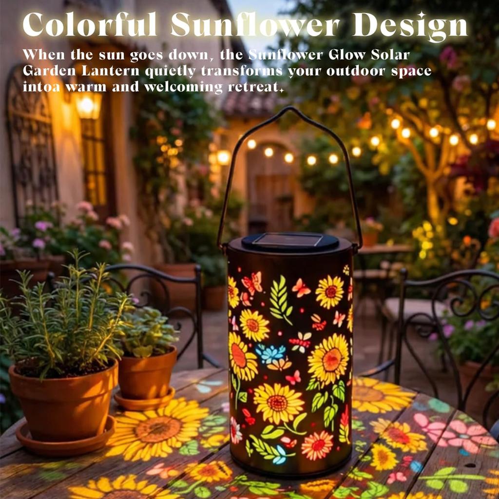 Sunflower Pattern Garden Lantern IP65 Waterproof Colorful Sunflowers Projection Decor Lamp for Terrace/Porch/Lawn/Path