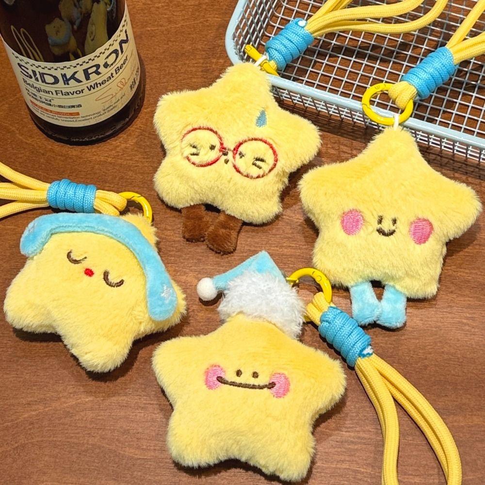 Soft Stars Keychains Cute Doll Couple Key Chain Kawaii Star Plush Key Chain  Bag Accessories
