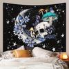 VIKAMA Enchanting Skull Mushroom Moon Tapestry Stars Butterflies Flowers Design Polyester Wall Hanging for Bedroom Living Room