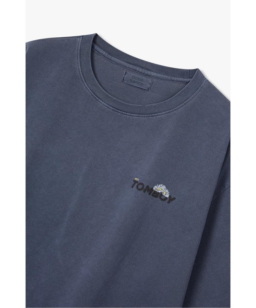 STUDIO TOMBOY Garment Dyed Reversible Print Short Sleeve T-Shirt_Navy 9176322974