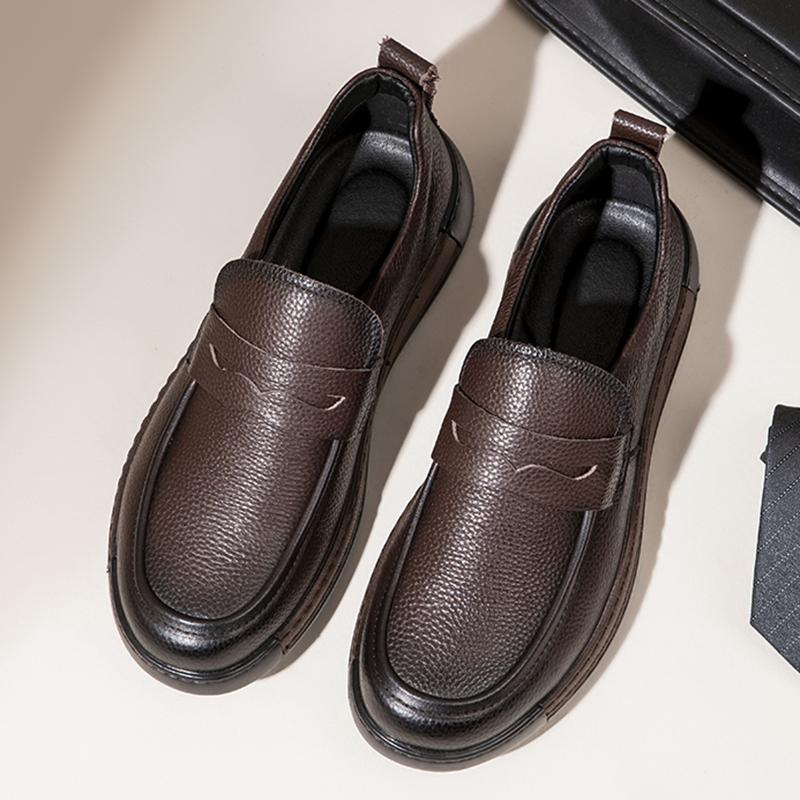 Fashion New Men Luxury Leather Genuine Leather Dress Shoes Fashion Soft Bottom Slip-on Loafers Comfy Casual Leather Business Fomal Shoes