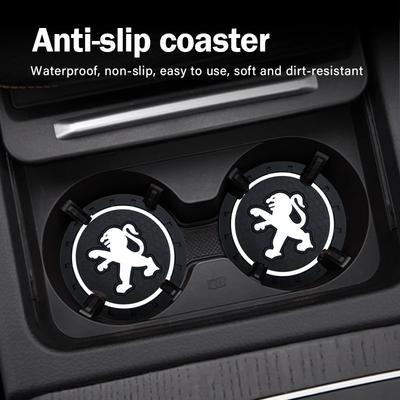 1/2PCS Car Coaster Silicone Water Cup Slot Non-Slip Mat PVC Pads for 206 207 208 306 307 308 406 407 408 508 106 107