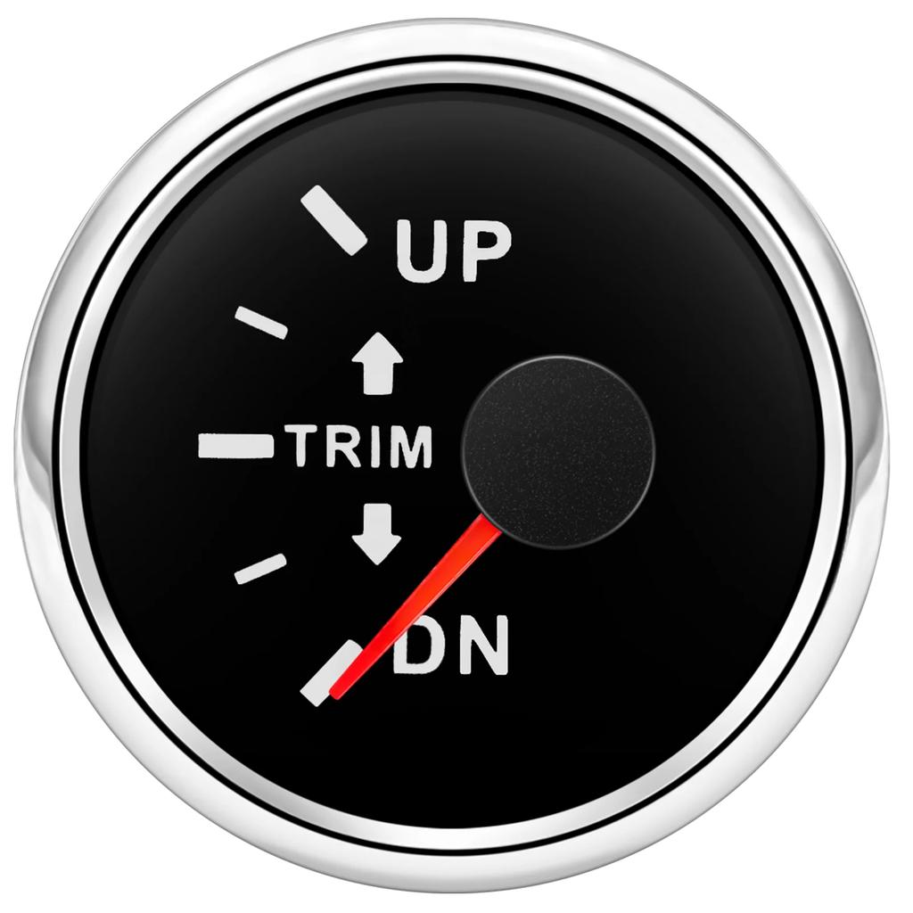 0-190 Ohm 52mm UP-DN Right Side Trim Meter Waterproof Trim Gauge with Red Backlight Stainless Steel Bezel Car Accessories