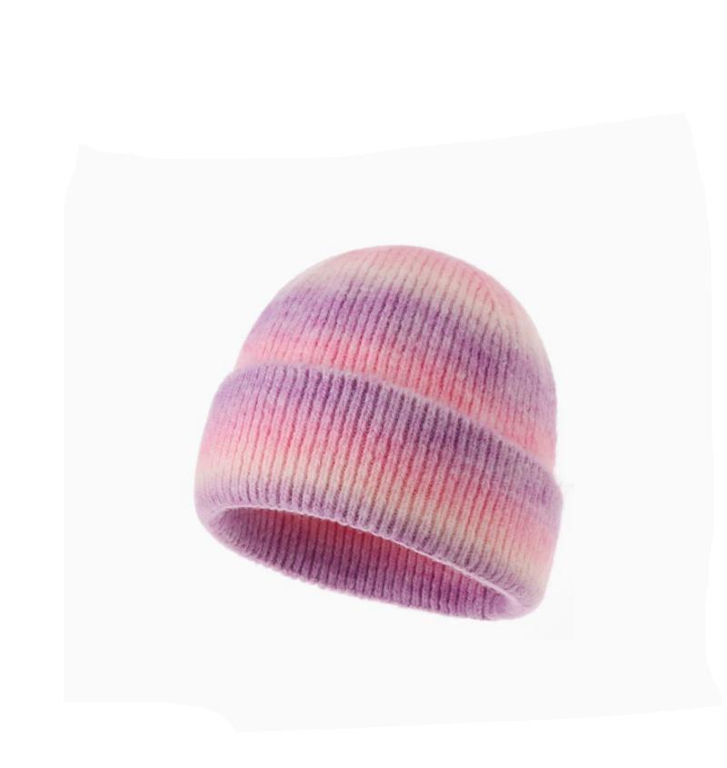 Jacquard Knitting Beanie Cap with Custom Tie-dyeing Cold Protection for Women